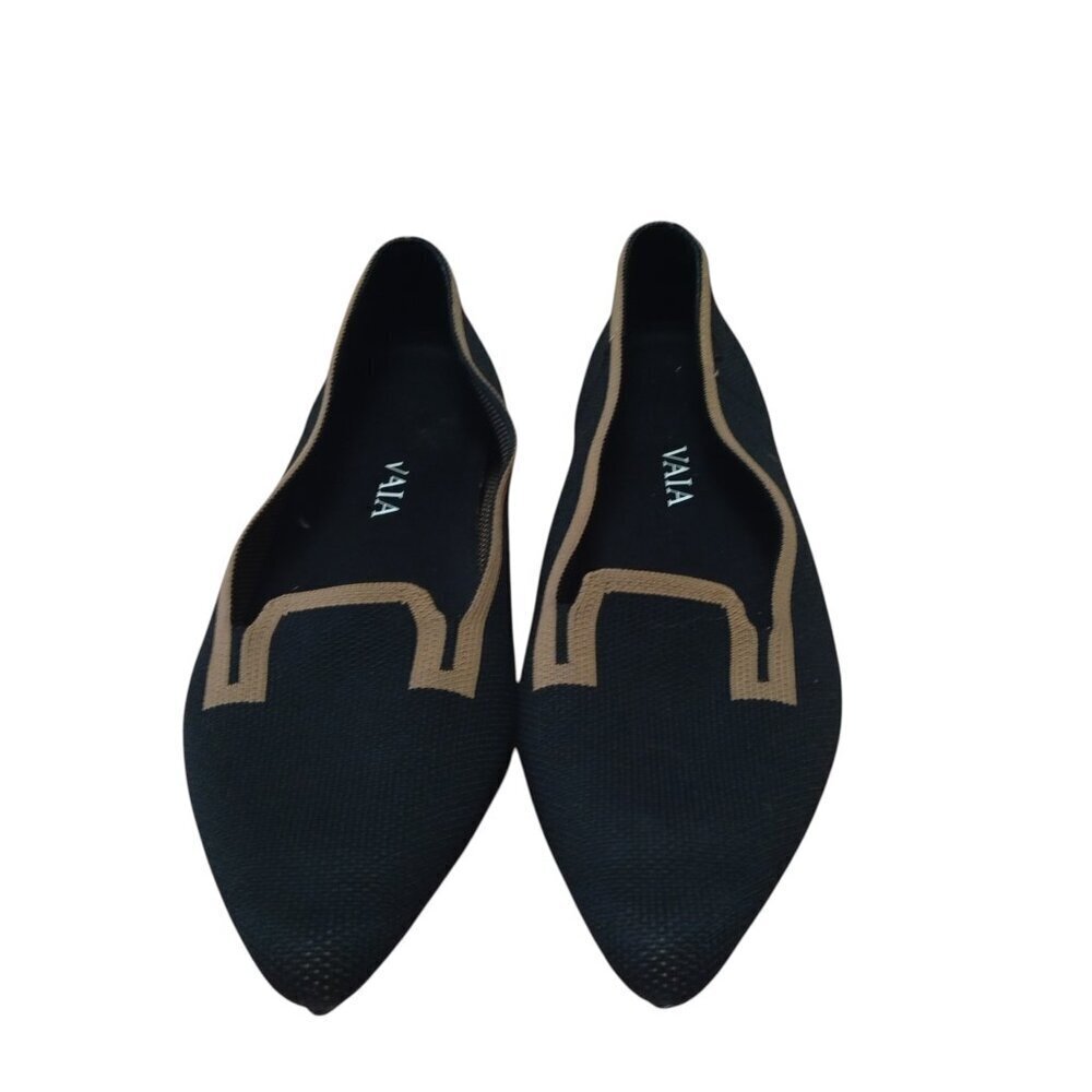 Vivaia Women's Size 41/US 10 Manon Black Pointed Toe Slip On Flats Sustainable